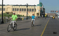Bike riding on Atlantic City's Boardwalk