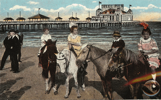 Early Atlantic City Beach Scene - Pony Rides